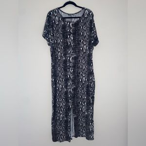 Storyteller - Round Neck Snake Skin, Front-Slit Maxi Dress